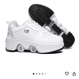 White and Black Roller Skate Sneakers